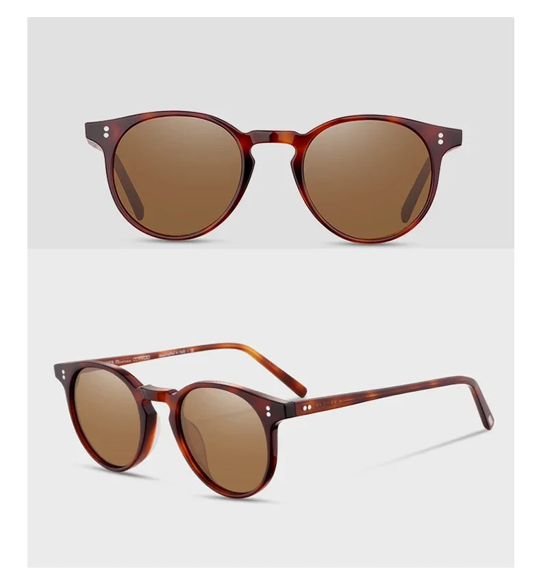 O'Malley High Quality Vintage Sunglasses for Women Polarized Glasses Round Fashion Yellow Sunglasses OV5183 Woman Sun Glasses