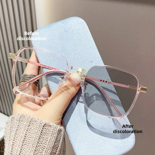 Photochromic Anti Blue Light Blocking Reading Glasses Stylish Large Frames for Man and Woman Presbyopia Eyewea Plano Eyeglasses