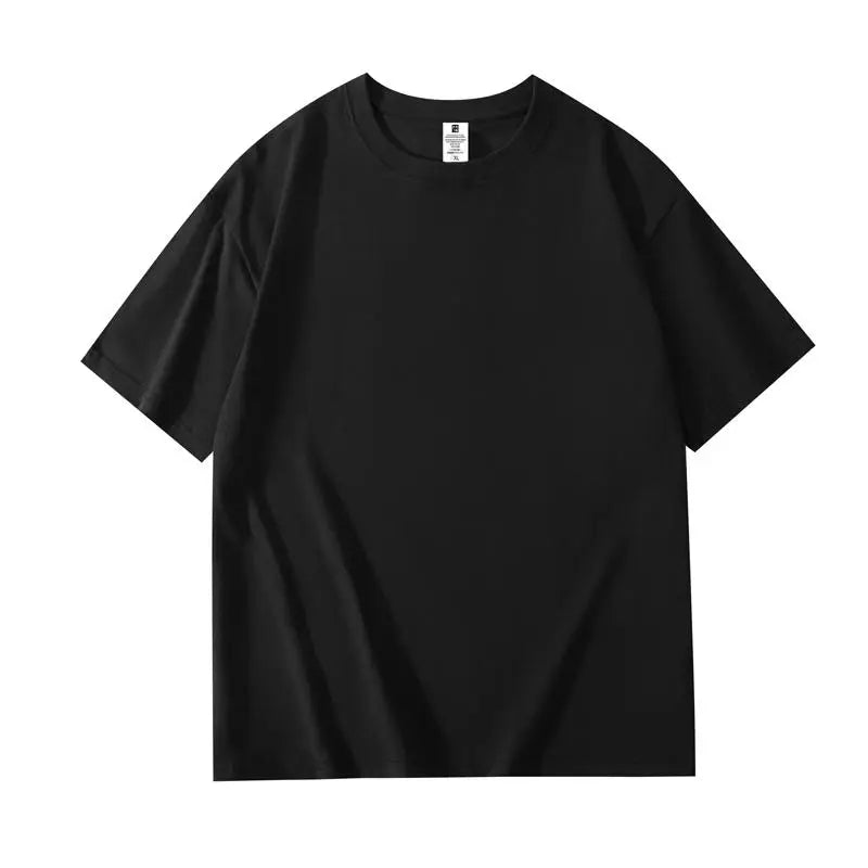 200 grams pure cotton short-sleeved custom logo solid-color round-neck T-shirt, loose large size, breathable T-shirt custom with