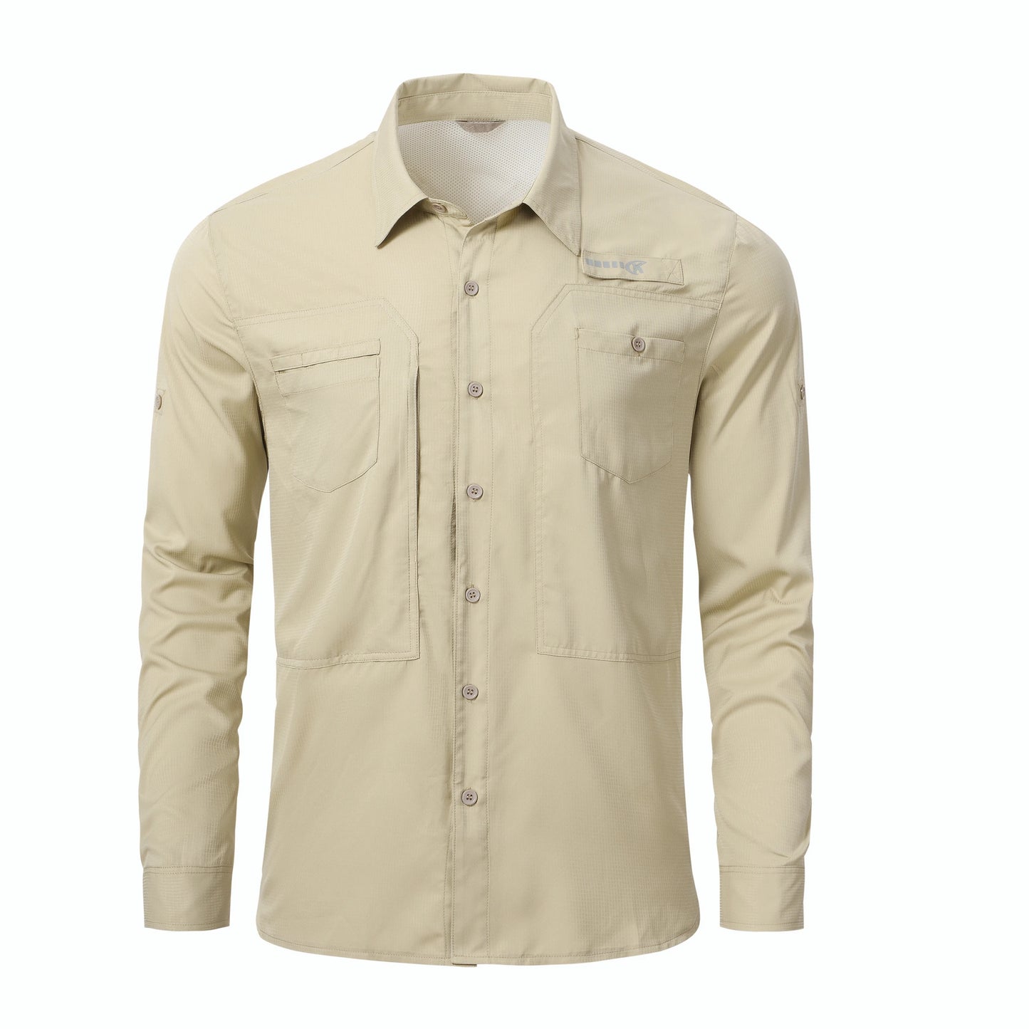 Summer Men's UPF 50+ Casual Long Sleeve Fishing Shirts, Lightweight Tactical Button Down Shirt with Breathable Back Mesh