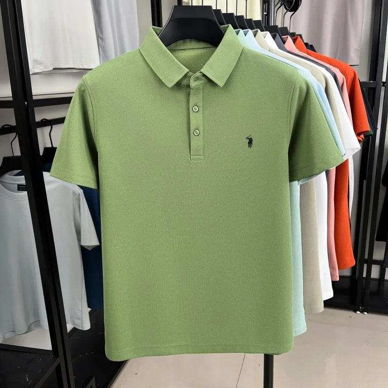 Luxury brand pony embroidered short sleeve men's polo shirt new business casual breathable summer comfort high-end Paul T-shirt