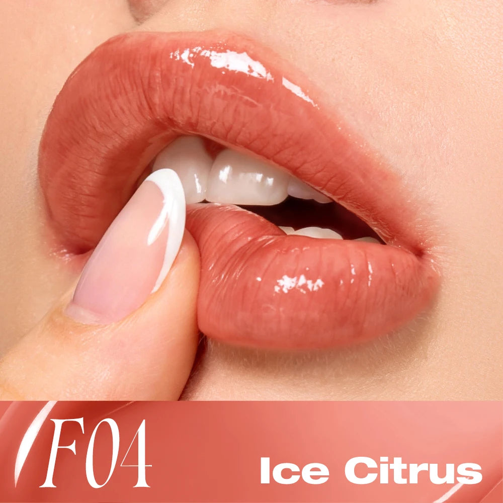 O.TWO.O Lipstick Glossy Lip Tint Mirror Ice-film 24h Moisturize Nourish Smooth Long-Lasting Wear Gloss Lip Glaze Lipstick Makeup