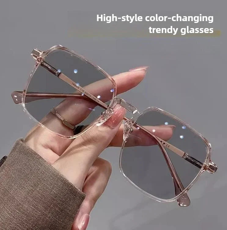 Photochromic Anti Blue Light Blocking Reading Glasses Stylish Large Frames for Man and Woman Presbyopia Eyewea Plano Eyeglasses