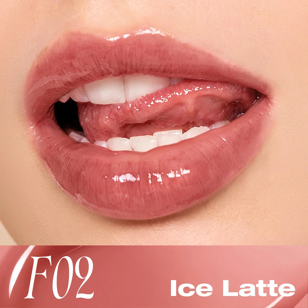 O.TWO.O Lipstick Glossy Lip Tint Mirror Ice-film 24h Moisturize Nourish Smooth Long-Lasting Wear Gloss Lip Glaze Lipstick Makeup