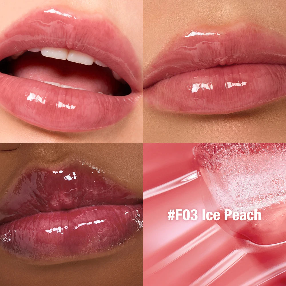 O.TWO.O Lipstick Glossy Lip Tint Mirror Ice-film 24h Moisturize Nourish Smooth Long-Lasting Wear Gloss Lip Glaze Lipstick Makeup