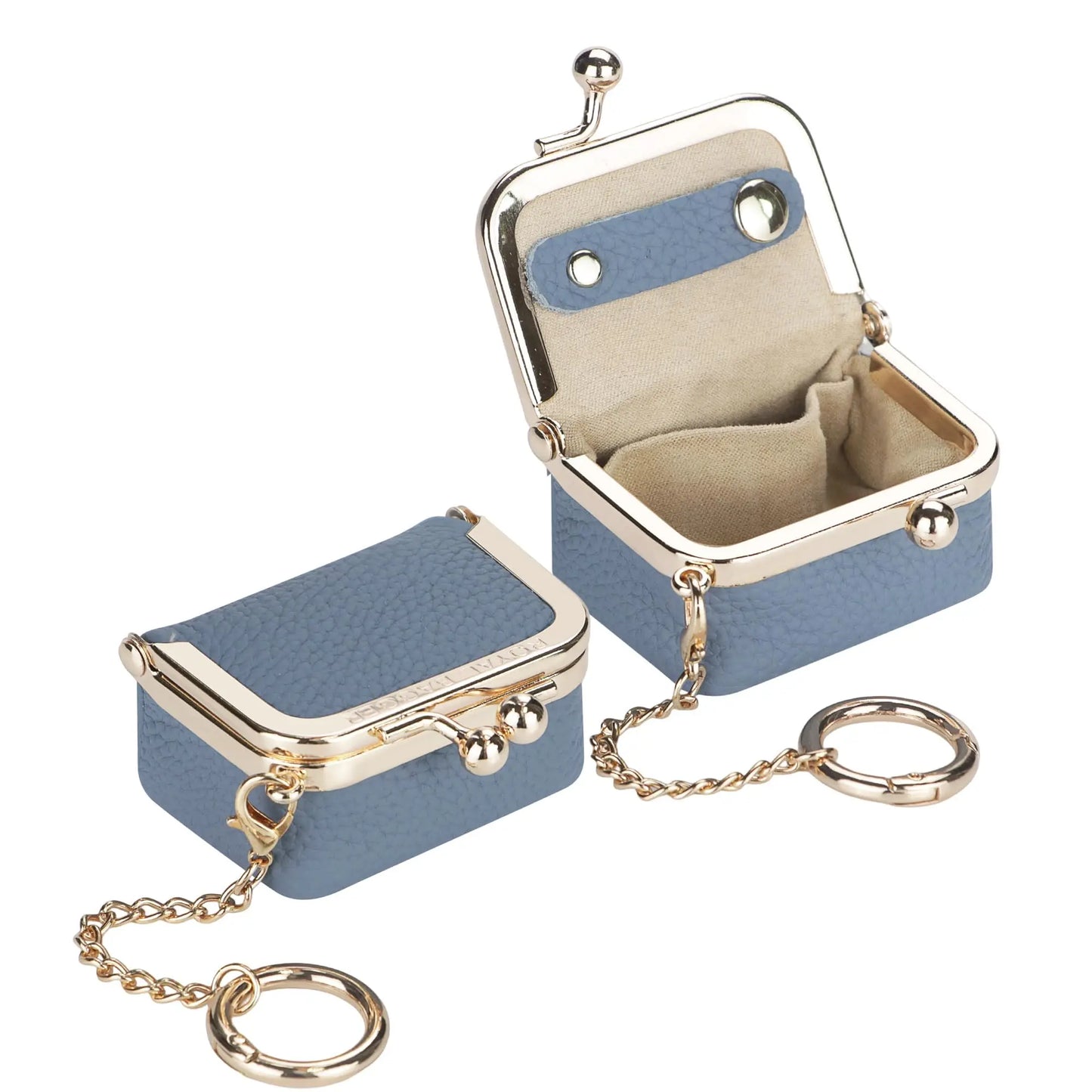 Royal Bagger Wallet Genuine Leather Kiss Lock Coin Purse Solid Color Square Leather Jewelry Bag Multifunctional Mini Small Item