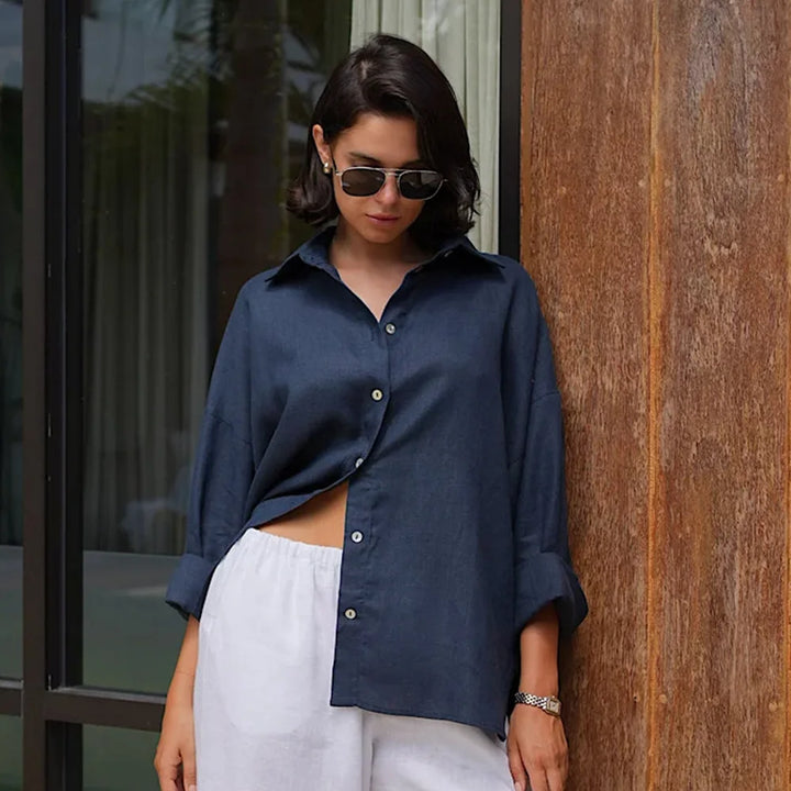 Bornladies 100% Cotton Spring Summer Versatile Lazy Casual Shirt Women&