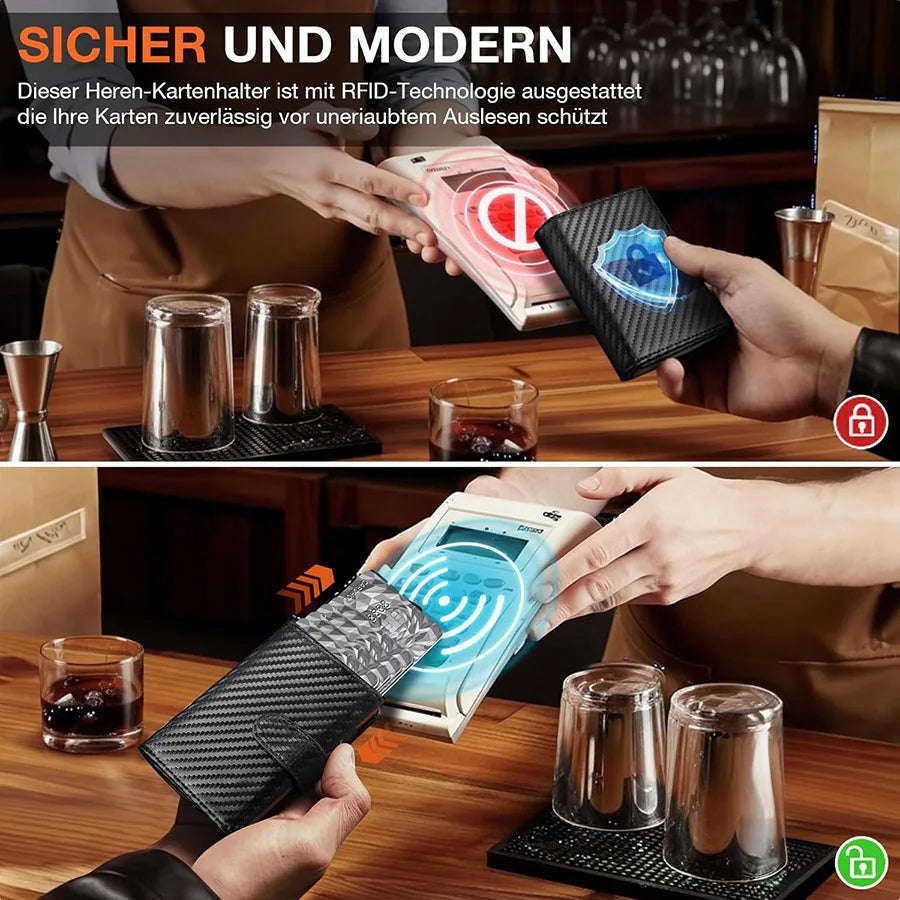 Pop Up Wallet with Coin Compartment RFID Protection Credit Card Holder Wallet for men