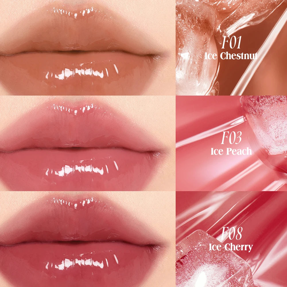 O.TWO.O Lipstick Glossy Lip Tint Mirror Ice-film 24h Moisturize Nourish Smooth Long-Lasting Wear Gloss Lip Glaze Lipstick Makeup