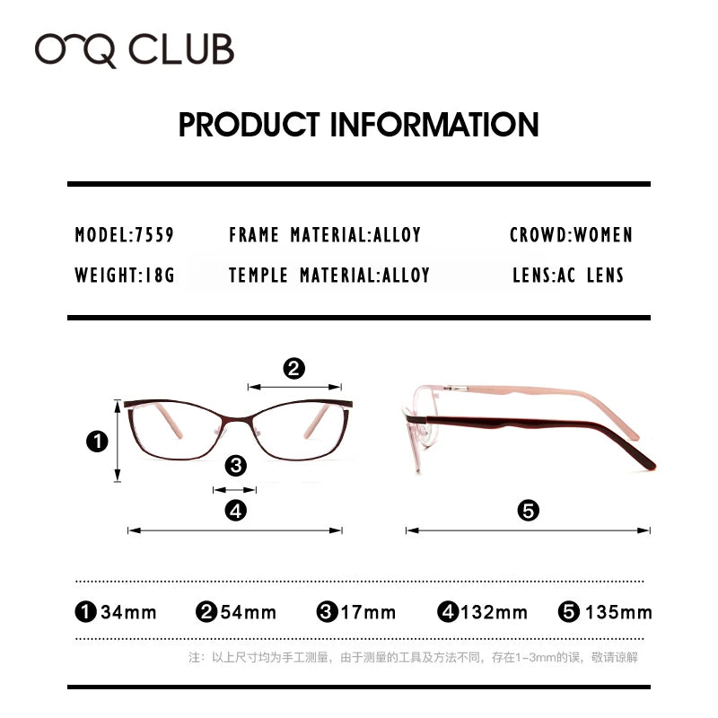 O-Q CLUB Woman Cat Eye Eyeglass Glasses Women Eyeglasses Frames for Glases Women's Sunglasses Glass Shades Female Lenses to Read