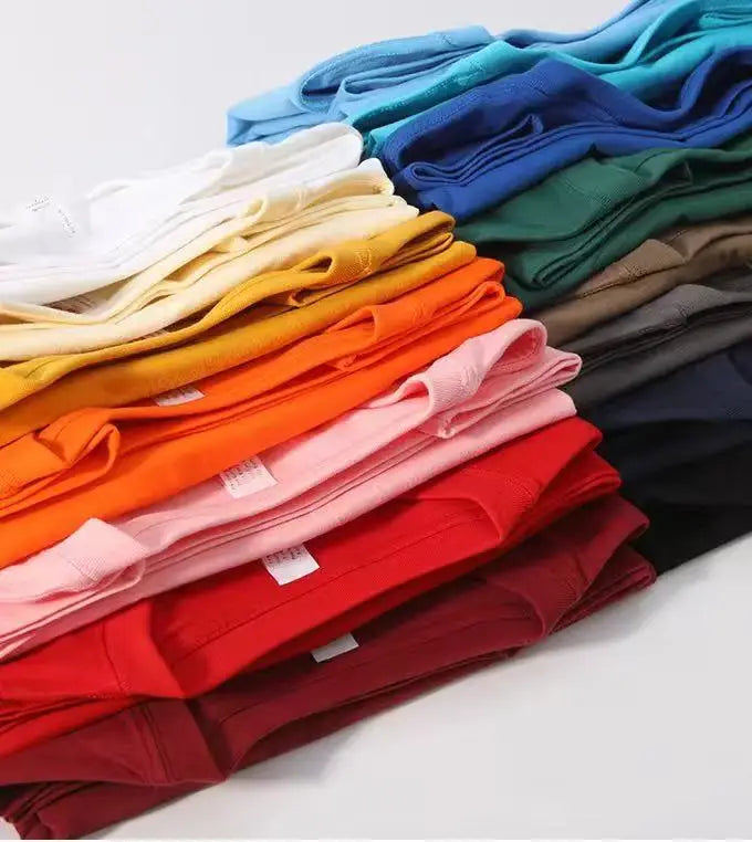200 grams pure cotton short-sleeved custom logo solid-color round-neck T-shirt, loose large size, breathable T-shirt custom with