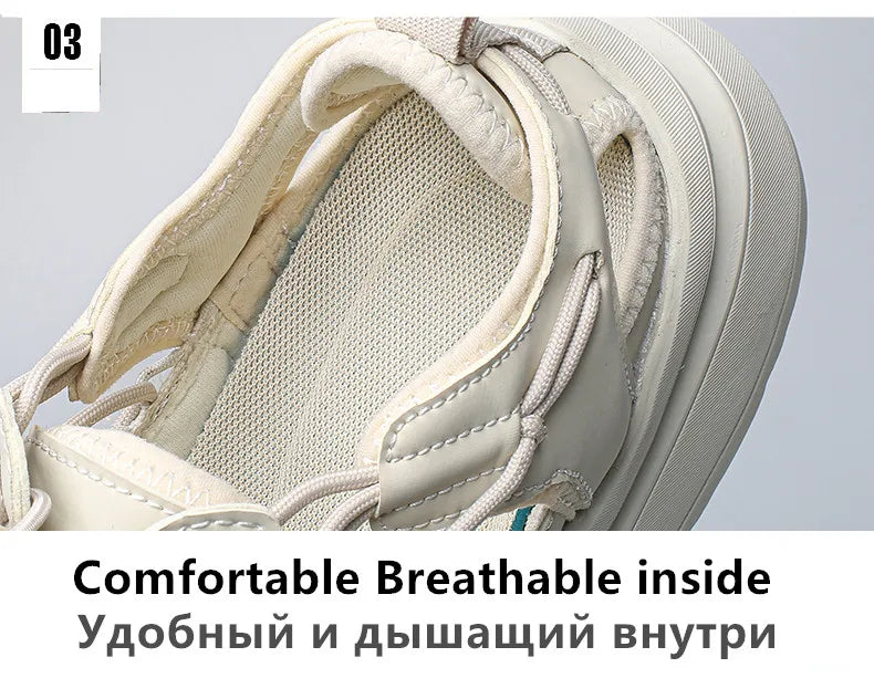 Summer Hand-woven Couple Sandals Brand Designer Men Sandals High Quality Men's Flat Casual Shoes Outdoor Thick Bottom Sandals