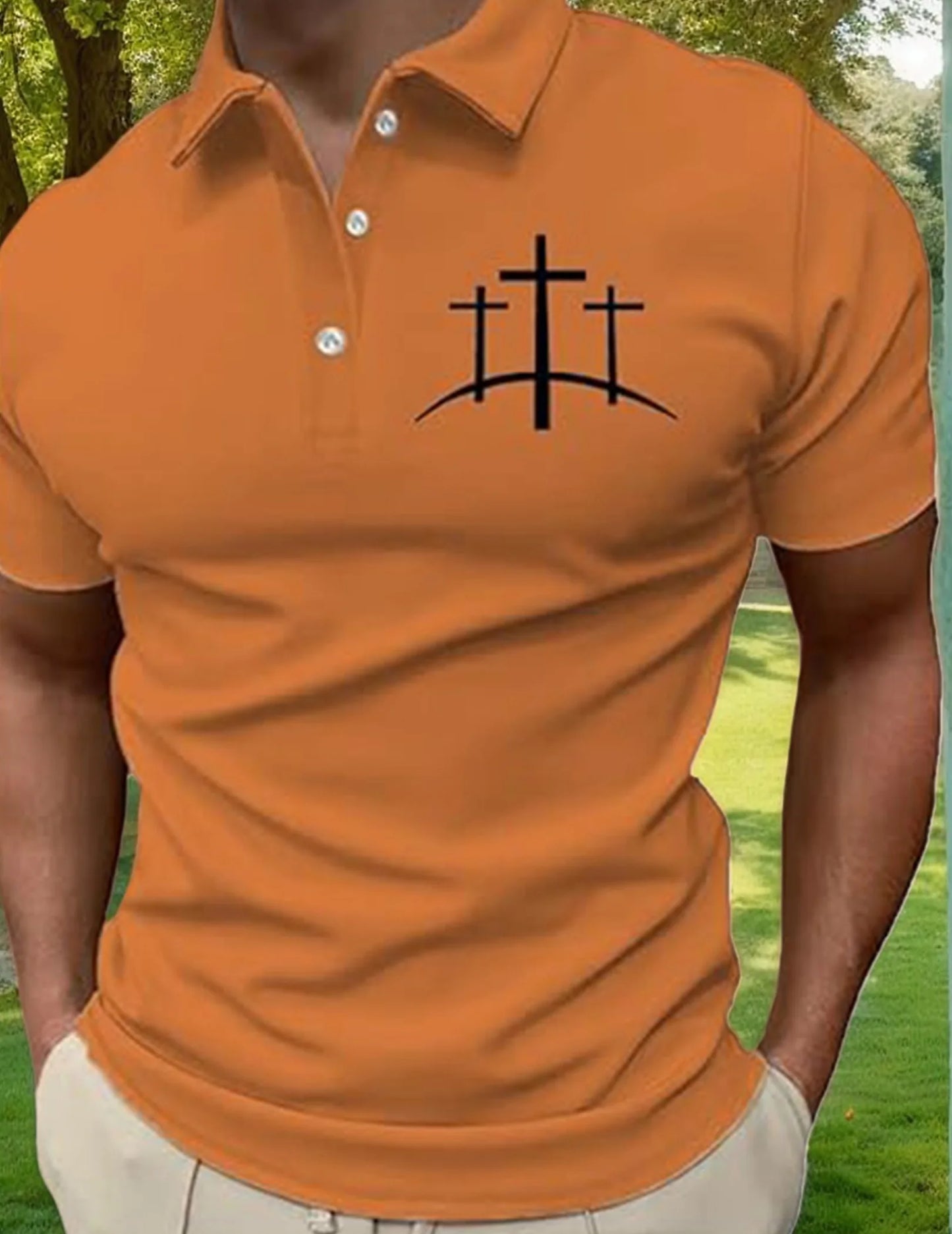 Men Faith Cross Sports Shirt Breathable Cross Pattern Printed Tops Comfortable Fit Shirts for Outdoor Activities Gathering Party