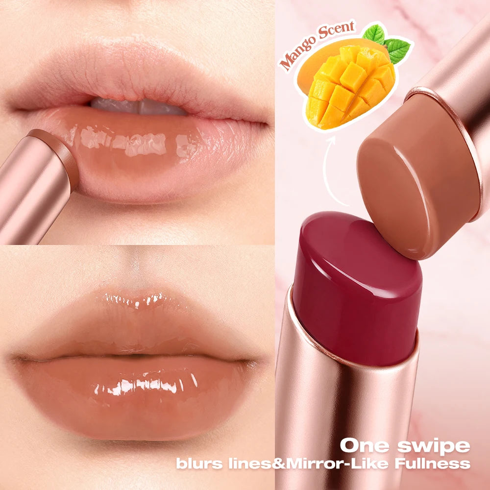 O.TWO.O Lipstick Glossy Lip Tint Mirror Ice-film 24h Moisturize Nourish Smooth Long-Lasting Wear Gloss Lip Glaze Lipstick Makeup