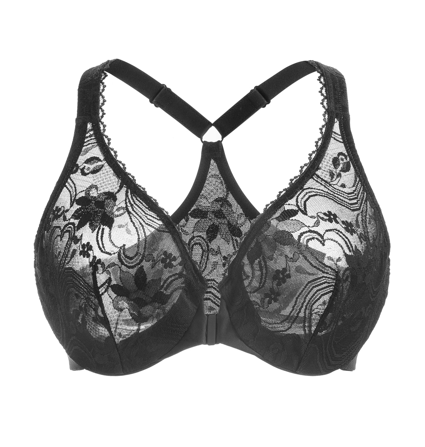 Plus Racerback Lace Underwire Front Closure Bra
