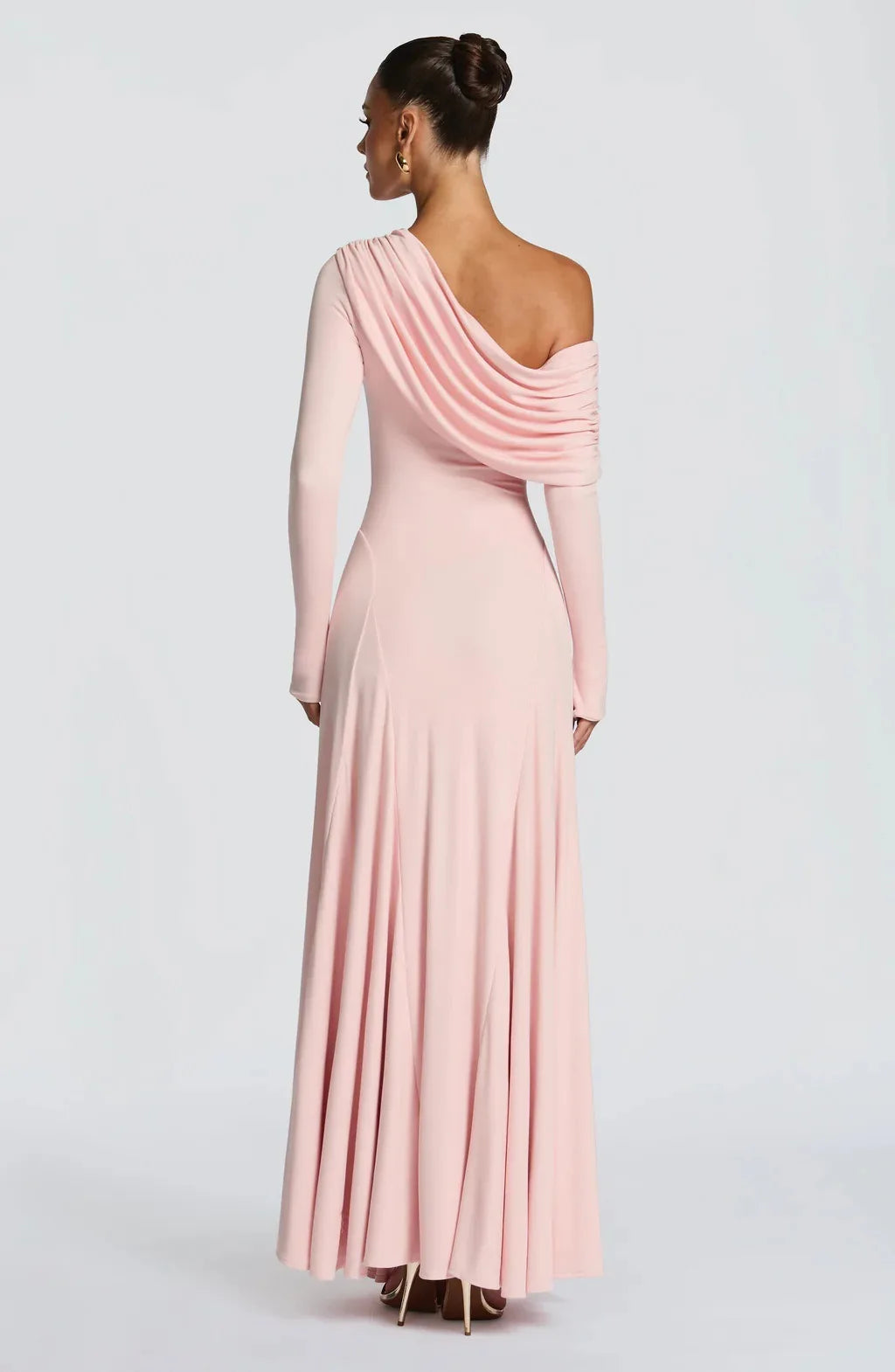 Elegant Long Sleeve Slanted Shoulder Party Club Evening Dress For Women 2025 New Dress Sexy Shrink Fold Winter Vestidos