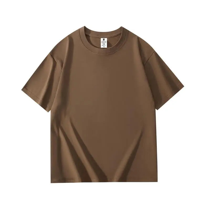 200 grams pure cotton short-sleeved custom logo solid-color round-neck T-shirt, loose large size, breathable T-shirt custom with