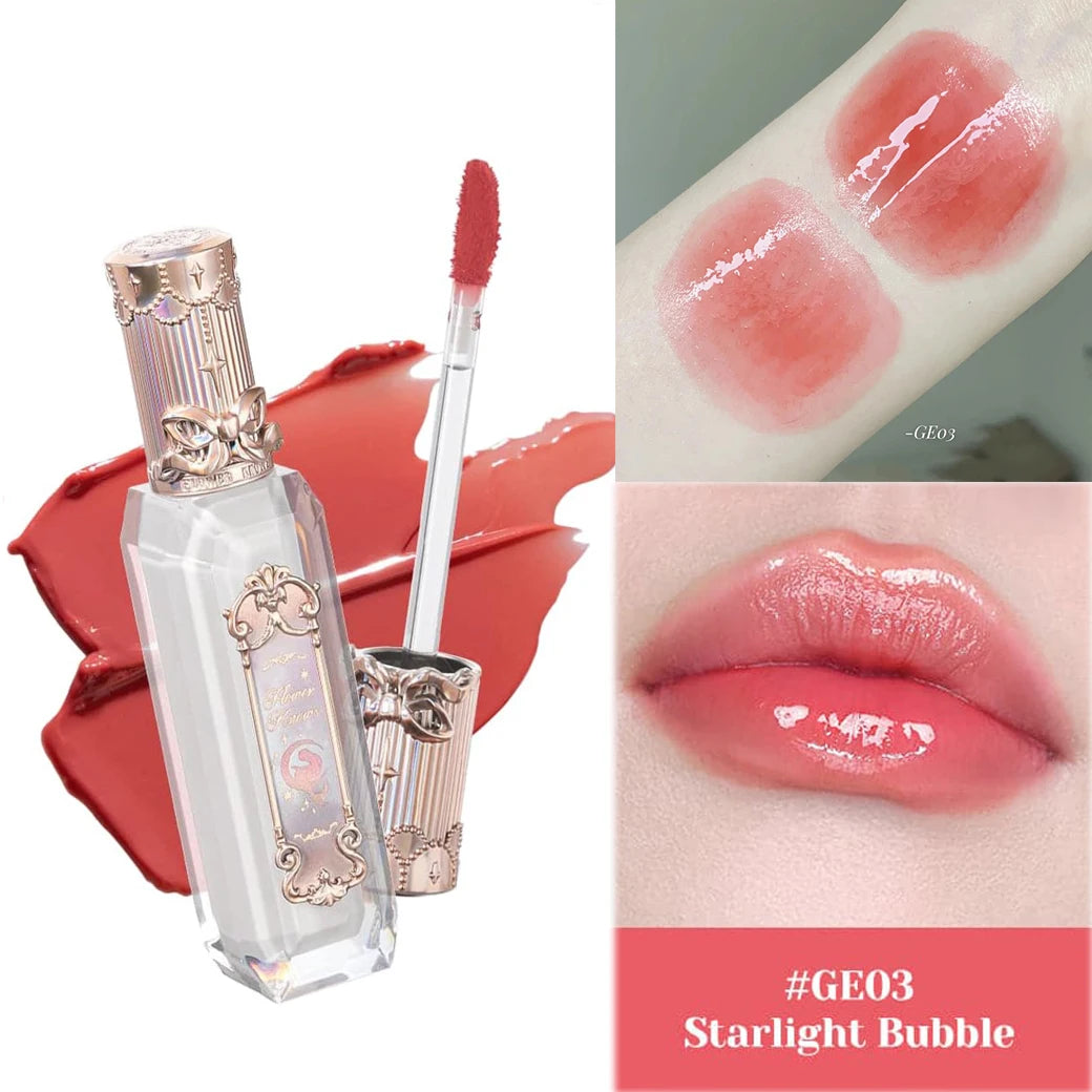 Flower Knows Full Collection Lip Gloss Tinted Lip Oil Vegan Hydrating Lip Makeup for Women Girls Non Sticky Moisturizing Shine