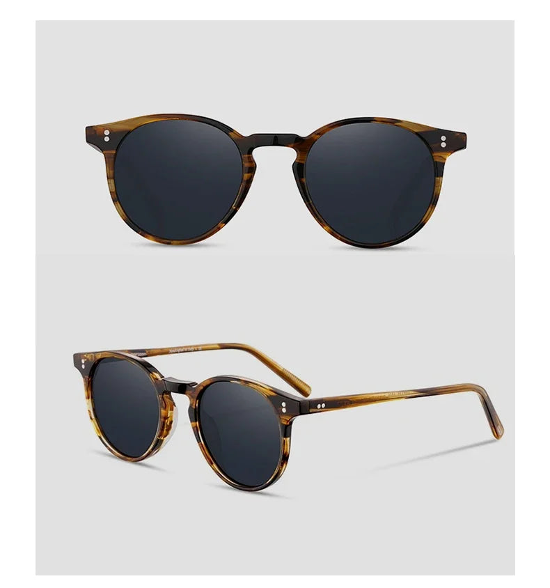 O'Malley High Quality Vintage Sunglasses for Women Polarized Glasses Round Fashion Yellow Sunglasses OV5183 Woman Sun Glasses