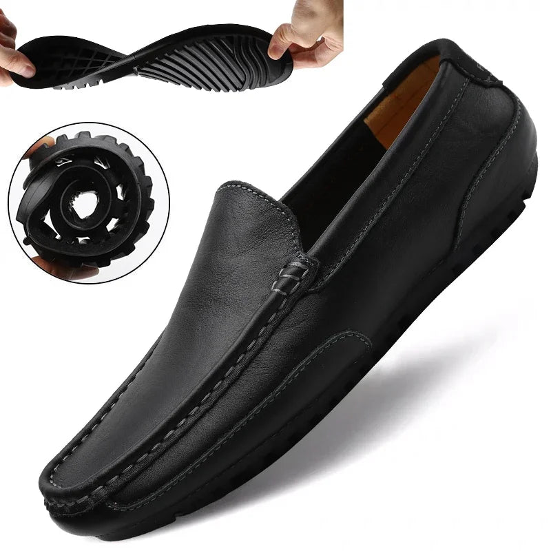 Genuine Leather Breathable Mocasines Casual Loafers Leather Shoes For Men Slip On Formal Italian Driving Flat Chaussure Homme