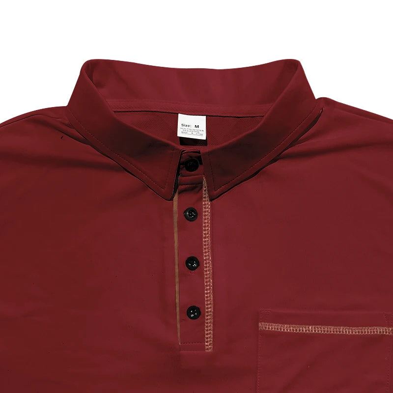 Summer Men's Short Sleeve Polo Shirt 2024 New Pocket Lapel Top, Breathable Polyester Casual Men's Polo Shirt for Daily Wear