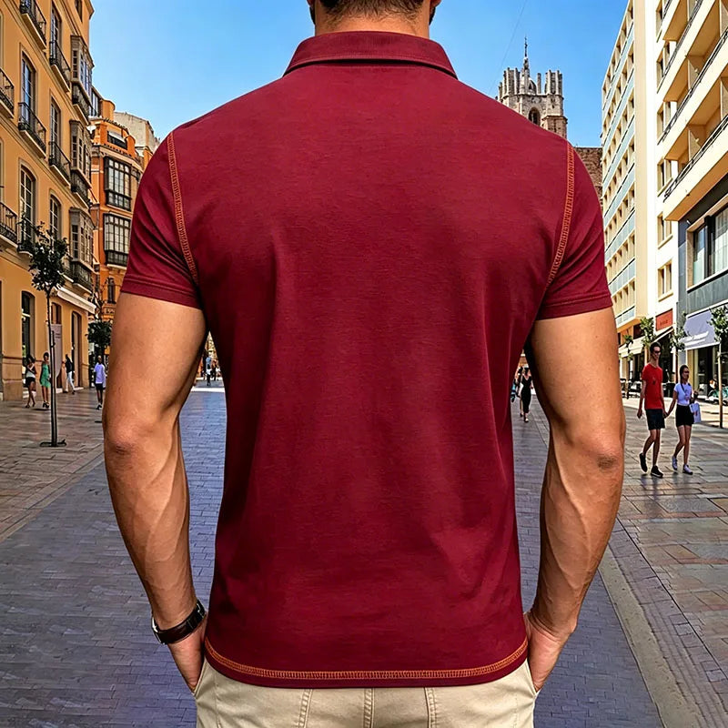 Summer Men's Short Sleeve Polo Shirt 2024 New Pocket Lapel Top, Breathable Polyester Casual Men's Polo Shirt for Daily Wear