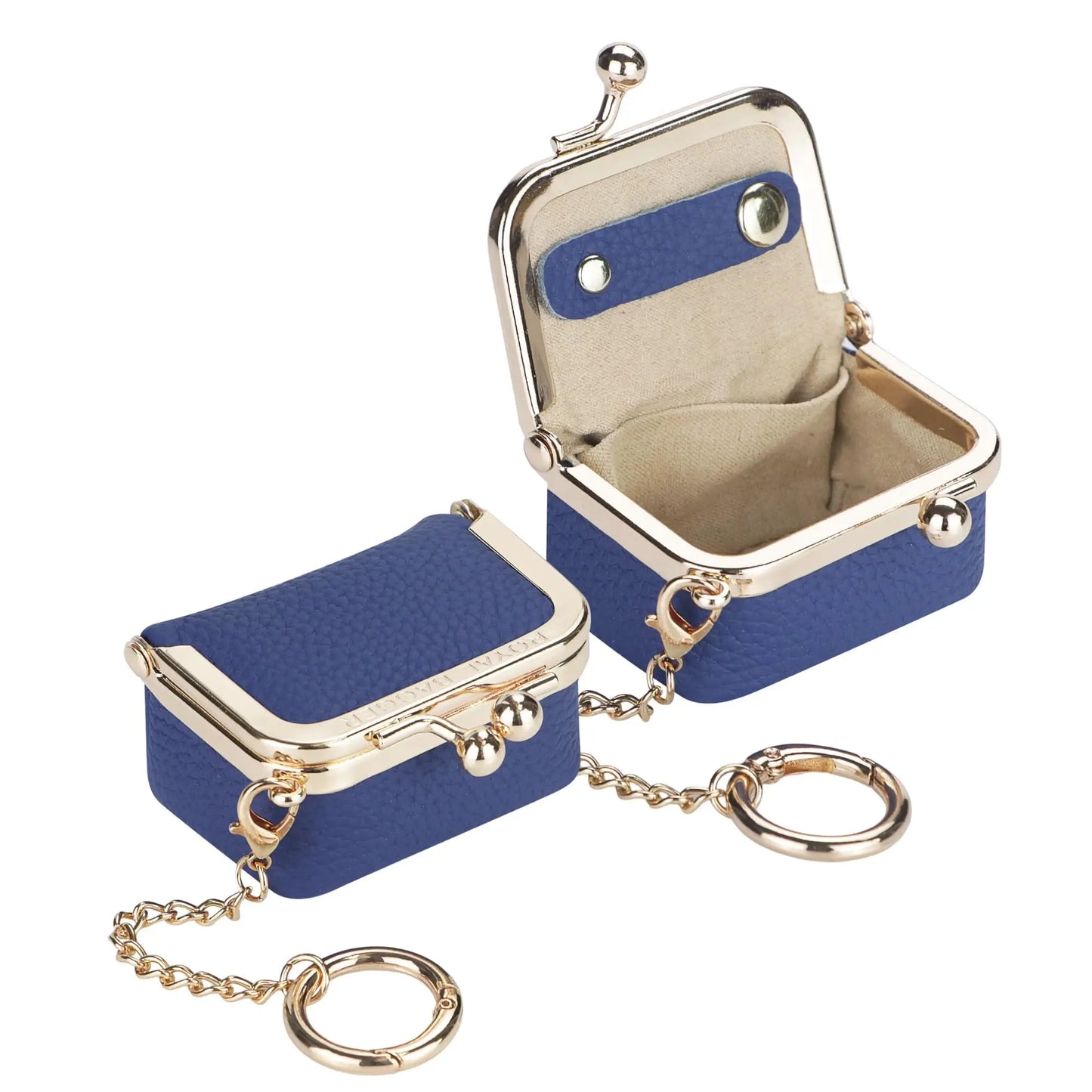 Royal Bagger Wallet Genuine Leather Kiss Lock Coin Purse Solid Color Square Leather Jewelry Bag Multifunctional Mini Small Item