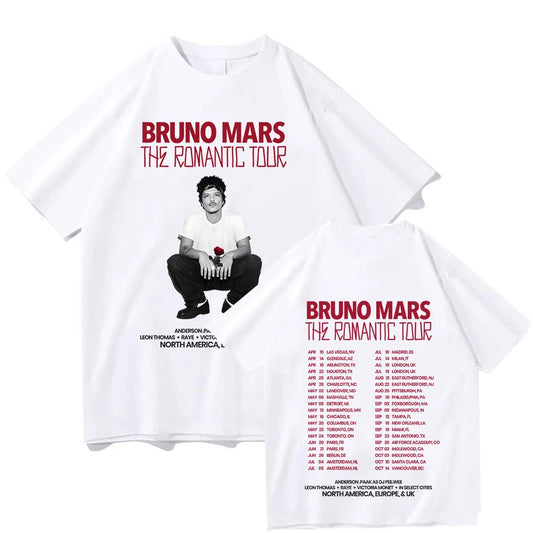 Bruno Mars The Romantic 2026 Tour Tee Bruno Mars T-shirt Unisex Youth and Adult T-shirt Concert Outfits Cotton Comfort Chic Tops