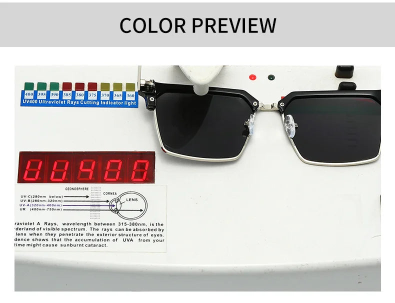 LOERHUNAR New Fashion Square Frame Myopia Sun Glasses for Men and Woman Brand Design Sunshade Street Photography Outdoor Glasses