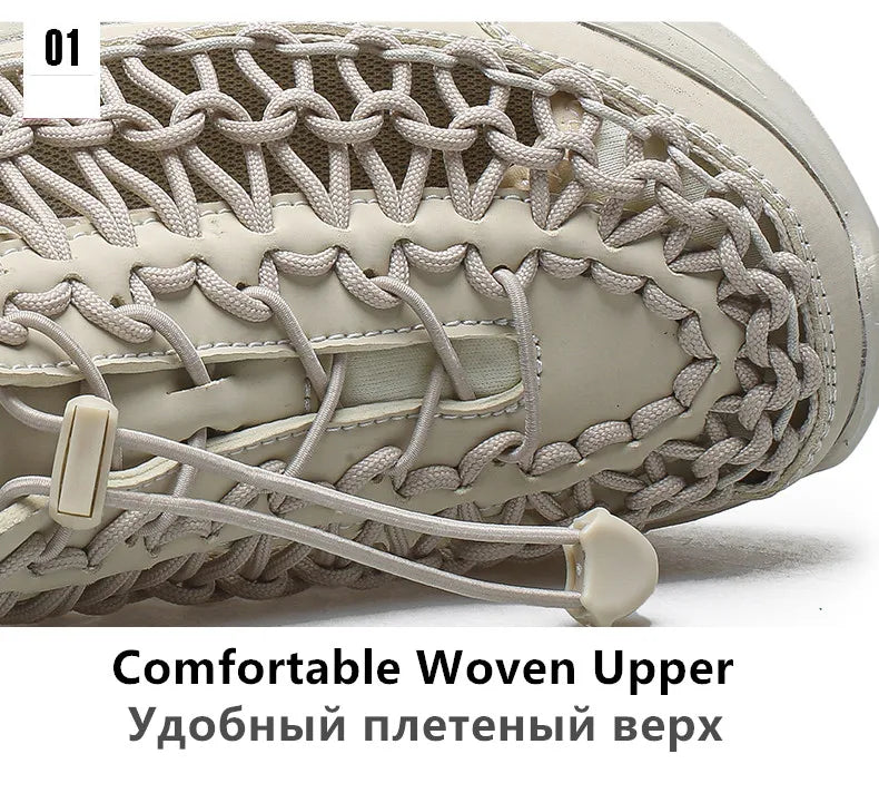 Summer Hand-woven Couple Sandals Brand Designer Men Sandals High Quality Men's Flat Casual Shoes Outdoor Thick Bottom Sandals
