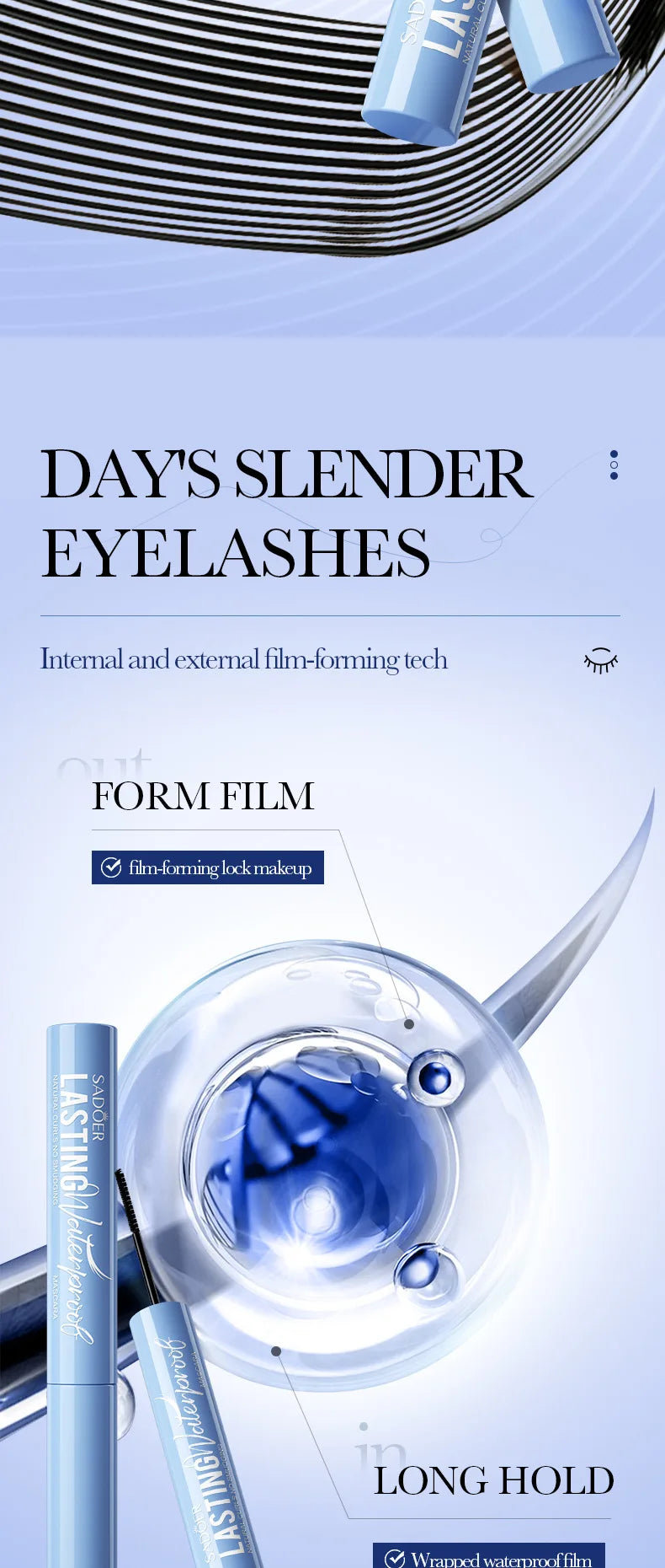 5D Waterproof Mascara Lengthening Eyelashes Women's Make-up Waterproof Mascara Black Silk Fibre Mascara Korean Cosmetics New