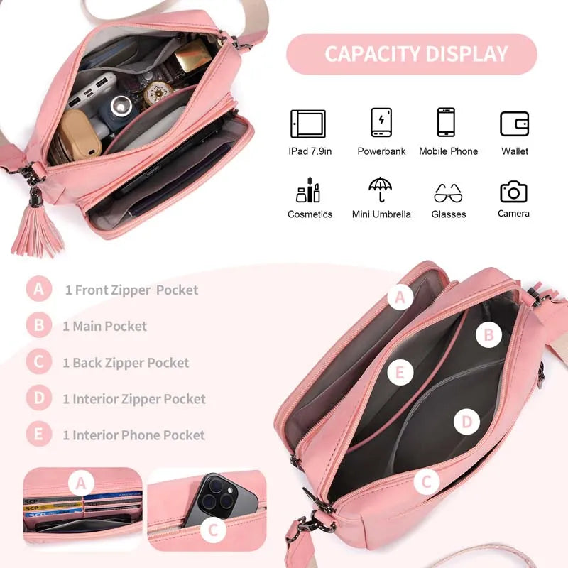 Pomelo Best Crossbody Purses for Women, Soft Leather Medium Cross Body Bags Woman, Shoulder Bag with Adjustable Strap Travel