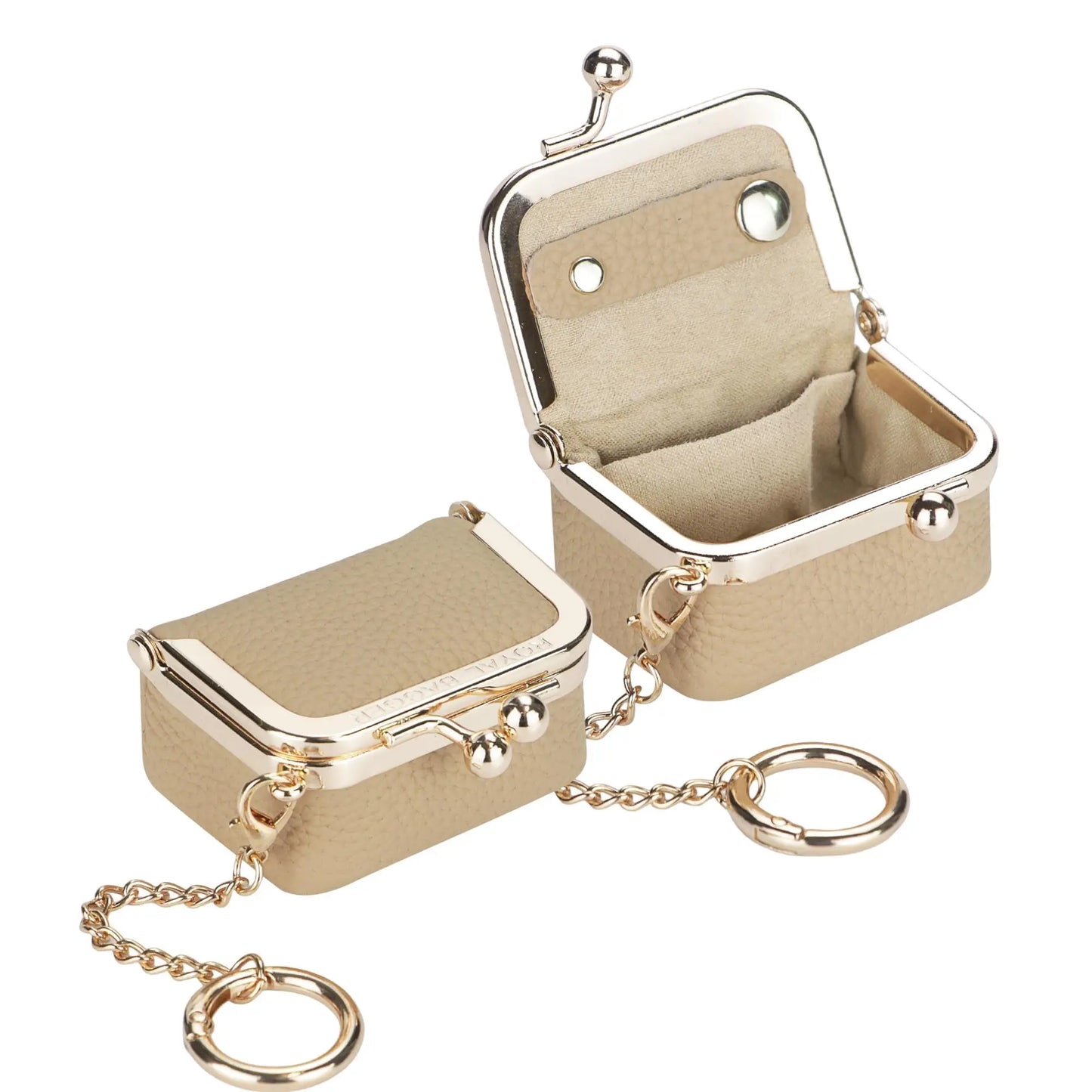 Royal Bagger Wallet Genuine Leather Kiss Lock Coin Purse Solid Color Square Leather Jewelry Bag Multifunctional Mini Small Item