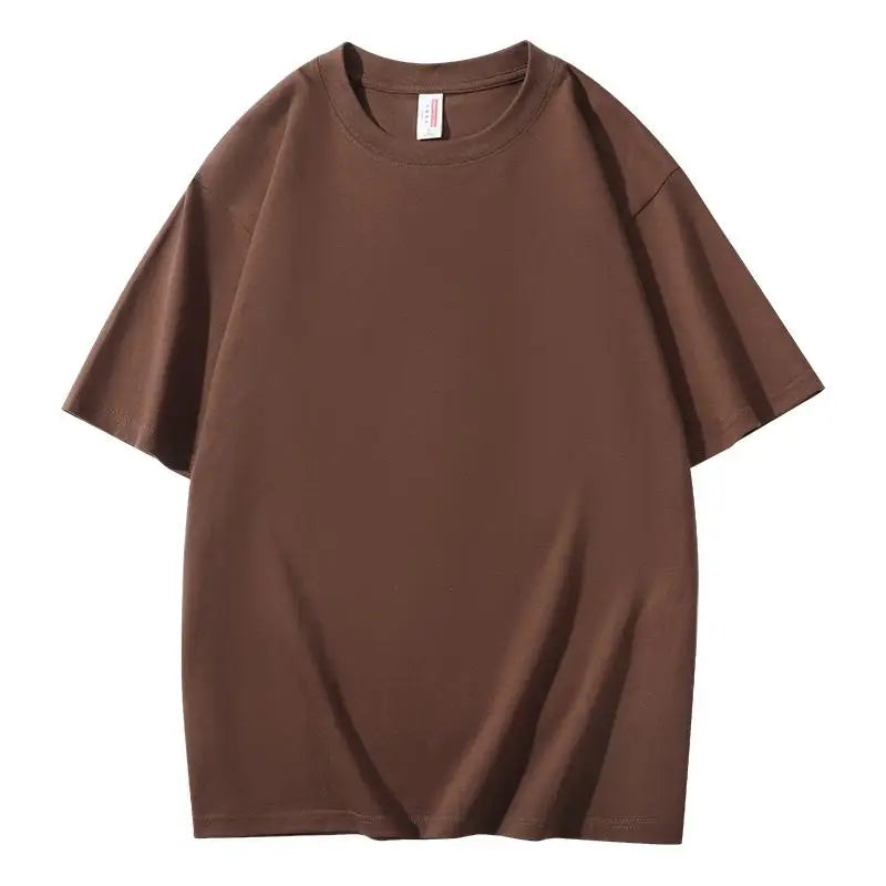220 grams pure cotton short-sleeved custom logo solid-color round-neck T-shirt, loose large size, breathable T-shirt custom with