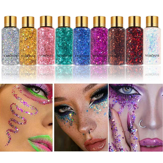 Mermaid Sequin Body Glitter Gel - Long-Lasting Shine for Carnival,Parties, Festival and Stage Performance-Great for Girls Makeup