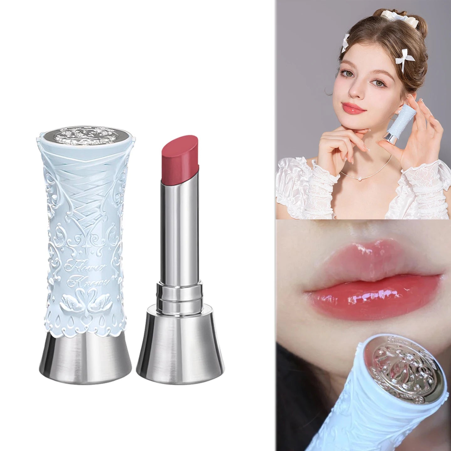 Flower Knows Full Collection Lip Gloss Tinted Lip Oil Vegan Hydrating Lip Makeup for Women Girls Non Sticky Moisturizing Shine