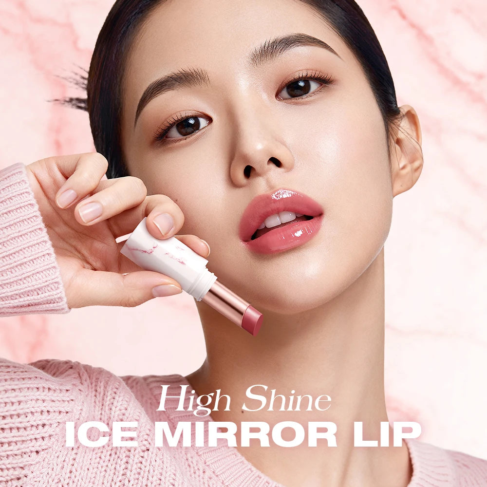 O.TWO.O Lipstick Glossy Lip Tint Mirror Ice-film 24h Moisturize Nourish Smooth Long-Lasting Wear Gloss Lip Glaze Lipstick Makeup