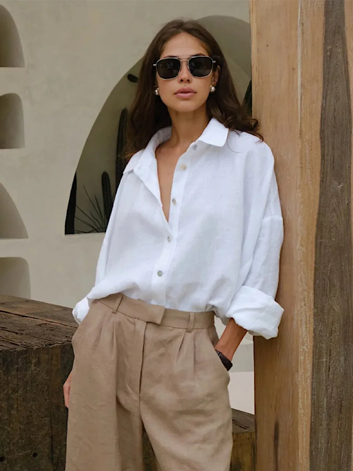 Bornladies 100% Cotton Spring Summer Versatile Lazy Casual Shirt Women&