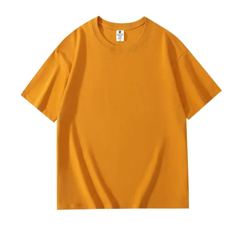 200 grams pure cotton short-sleeved custom logo solid-color round-neck T-shirt, loose large size, breathable T-shirt custom with
