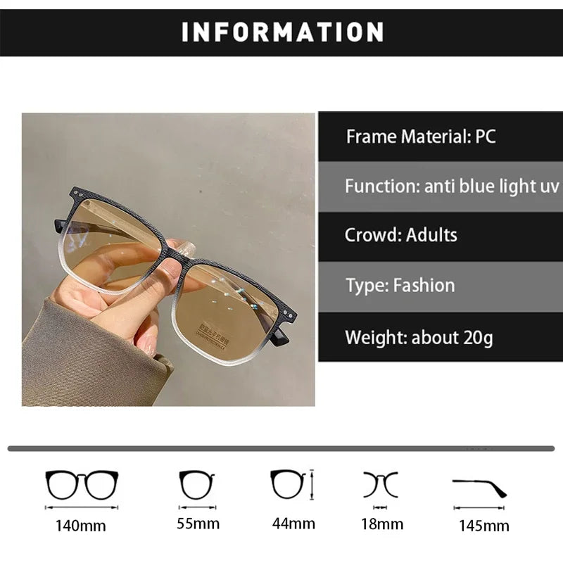Fashion Design Photochromic Myopia Glasses for Man Woman Luxury Anti Blue Light Eyeglasses Unisex Eye Protection Goggle Eyewear