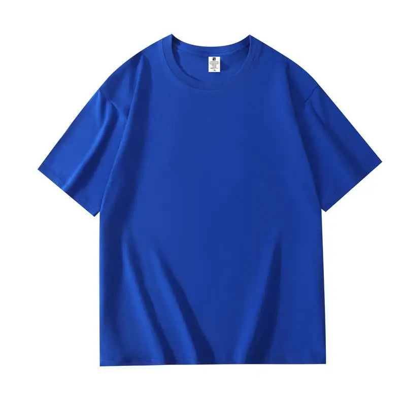 200 grams pure cotton short-sleeved custom logo solid-color round-neck T-shirt, loose large size, breathable T-shirt custom with