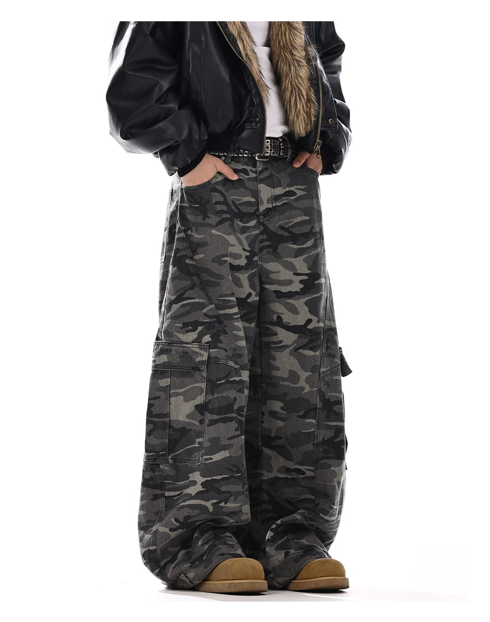 Camo Men's Baggy Jeans American Style Y2K Denim Pants Wide Leg Office-to-Street Trousers Outdoor Streetwear Hip-Hop Pants