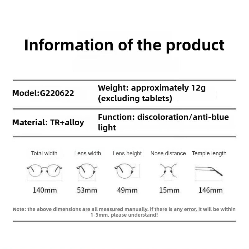 Photochromic Anti Blue Light Blocking Reading Glasses Stylish Large Frames for Man and Woman Presbyopia Eyewea Plano Eyeglasses
