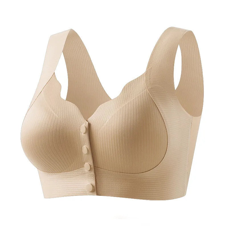 1pcs Women's Front Opening Buckle Bra Ms.Basic Anti Sagging Vest With Padded Female Brassier Lady Ice Silk Seamless Comfort Bras