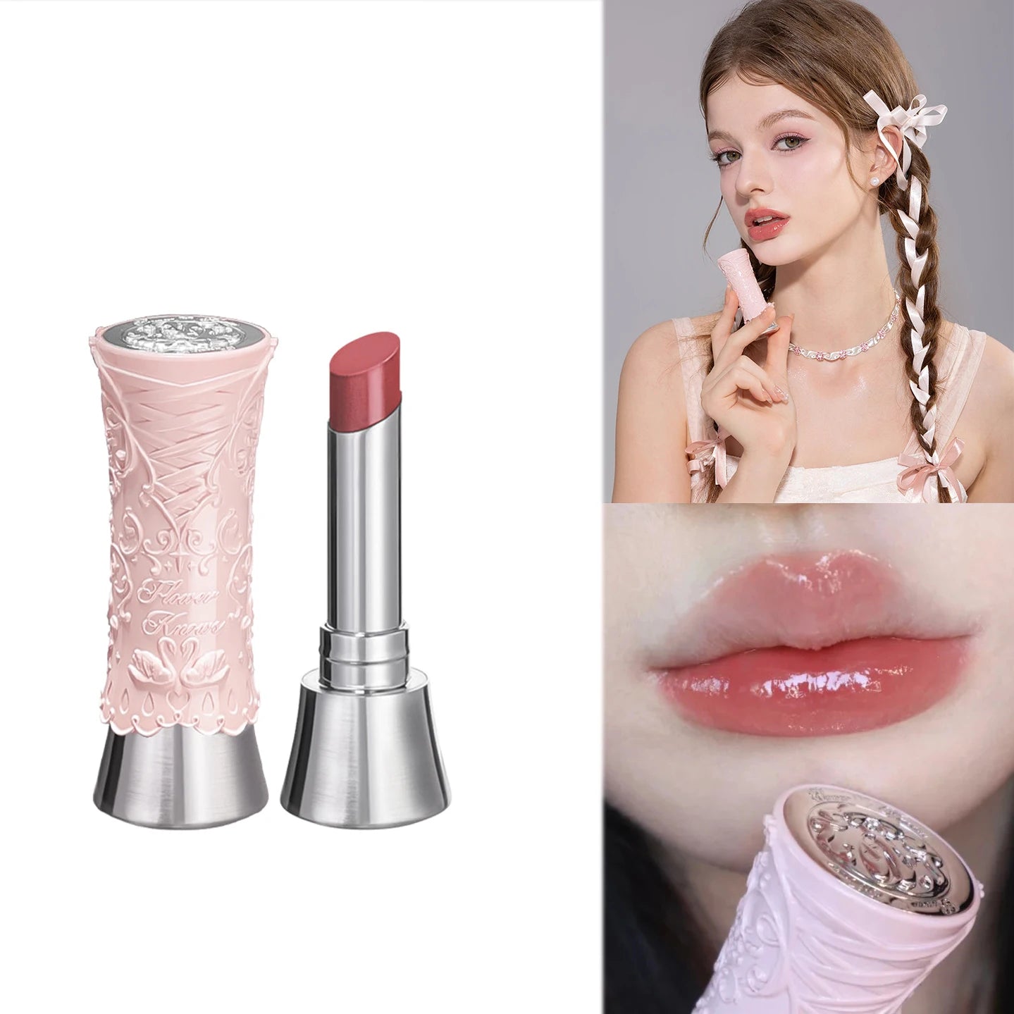 Flower Knows Full Collection Lip Gloss Tinted Lip Oil Vegan Hydrating Lip Makeup for Women Girls Non Sticky Moisturizing Shine