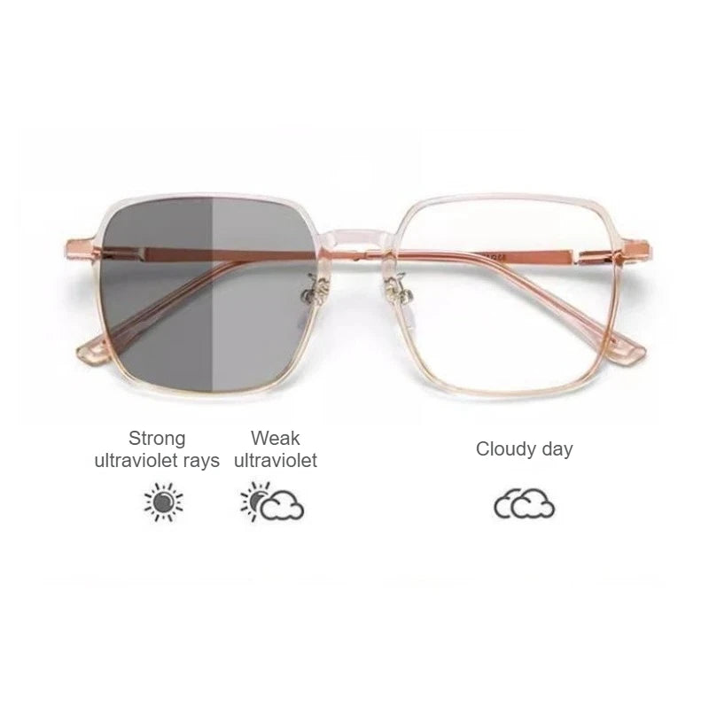 Photochromic Anti Blue Light Blocking Reading Glasses Stylish Large Frames for Man and Woman Presbyopia Eyewea Plano Eyeglasses