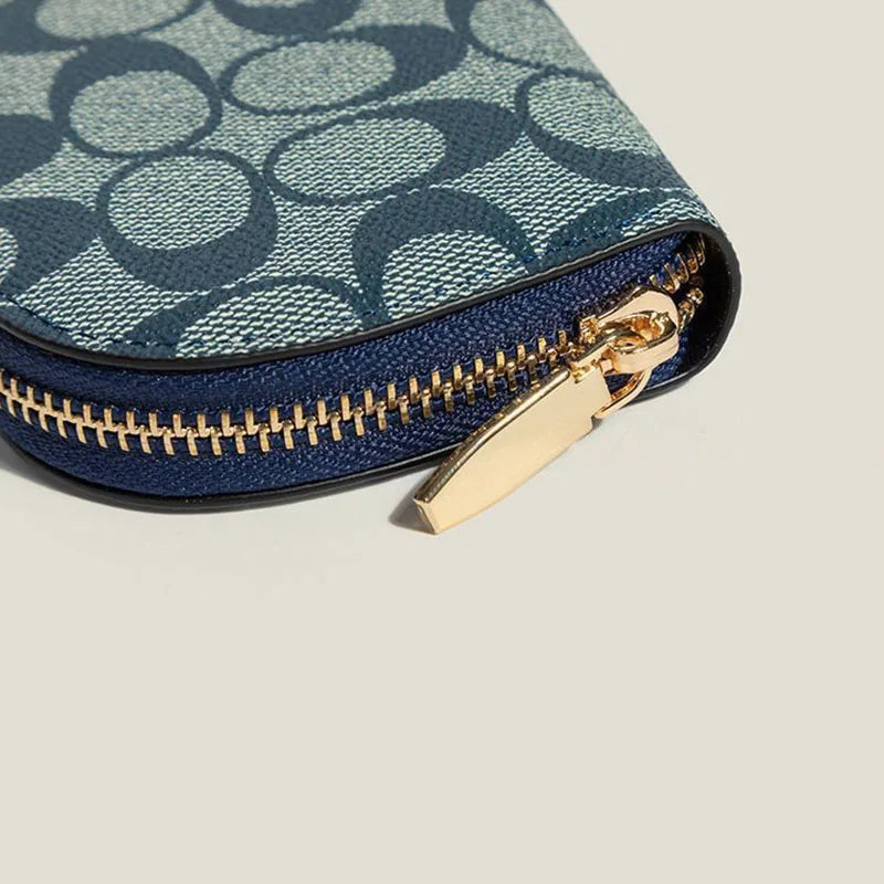 Ele Retro Ladies Wallet Multi-Card ort Clutch Bag Document Purse Faionable Zipper Closure PVC Youth Geometric Pattern