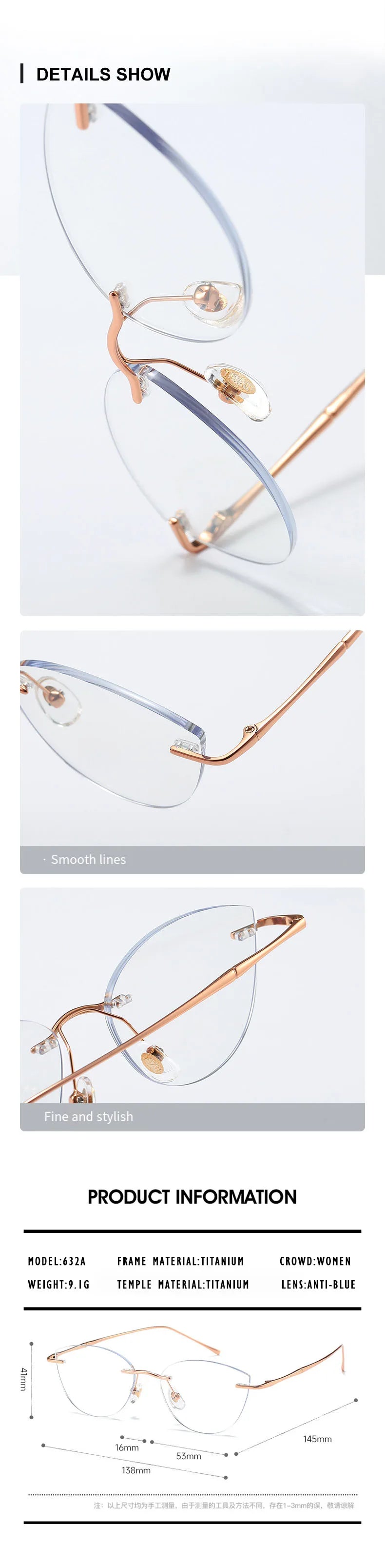O-Q CLUB Rimless Presbyopic Glasses Woman Optical Titanium Women's Eyeglasses for Reading Glass for Man Eye-glasses -1 Eyewear
